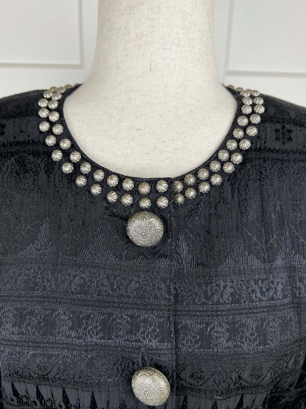 Vintage Double D Ranchwear Jacket S Black Jacquard Studded Concho Western Zip - Picture 2 of 10